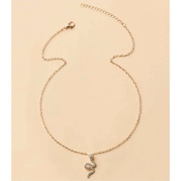 Snake Rhinestone Charm Necklace - Picture 2 of 4